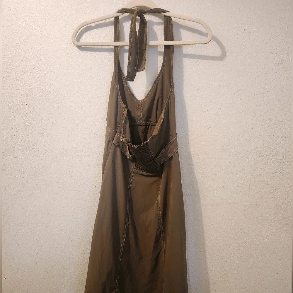 Athleta Olive Green Halter Dress | Athletic Swim Material | Size Small (4-6) - Picture 5 of 6